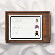 Halloween cursive handwriting tracing and vocabulary practice pages