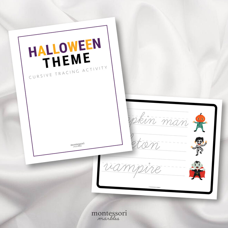 Halloween Cursive Tracing and Vocabulary