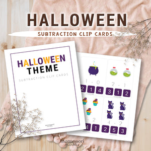 Halloween Subtraction Clip Cards