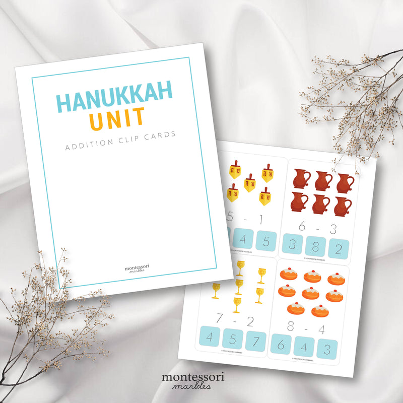 Hanukkah Subtraction Clip Cards