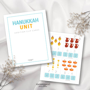 Hanukkah Subtraction Clip Cards