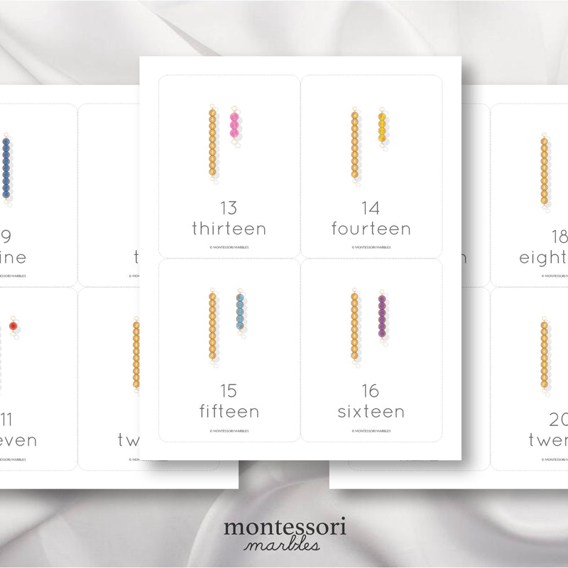 Montessori Golden Beads Flash Cards
