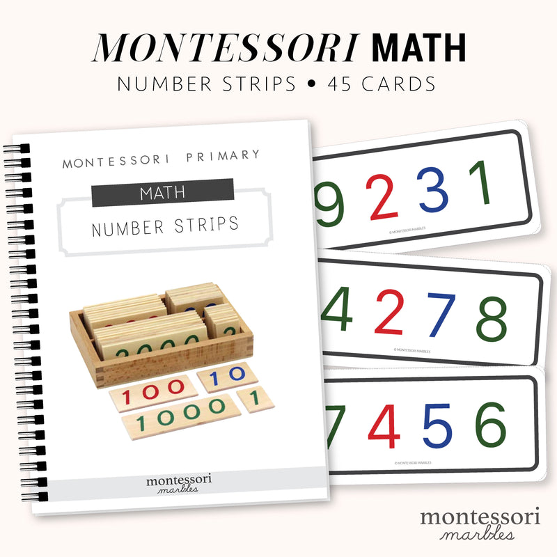 Montessori number strips for place value and thousands