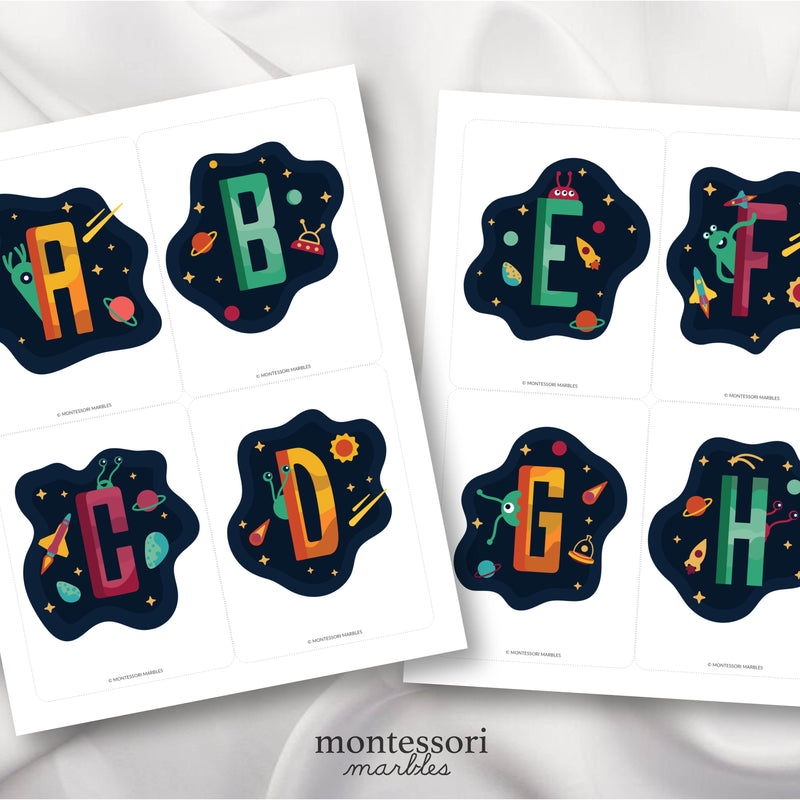 Outer Space Alphabet Flash Cards