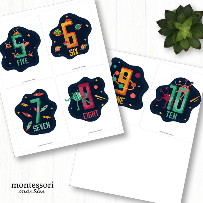 Outer Space Number Cards