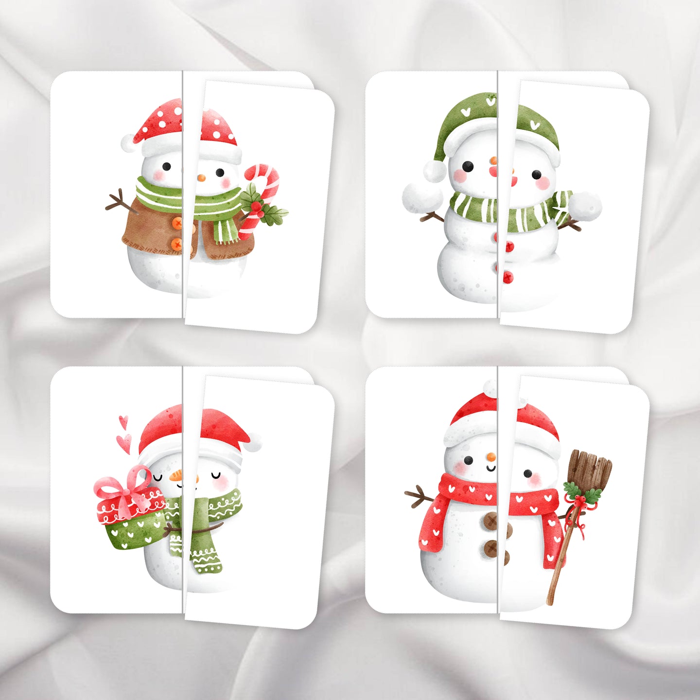 Christmas Snowman Symmetry Puzzles