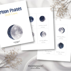 Moon Phases Flash Cards (Cursive)
