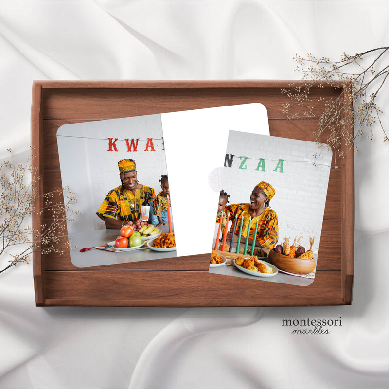 Kwanzaa two-piece picture puzzles for visual matching practice