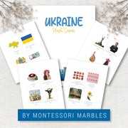Ukraine geography flash cards featuring cultural symbols
